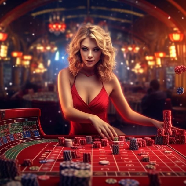 Dealer live casino tersenyum melayani pemain di meja permainan kasino